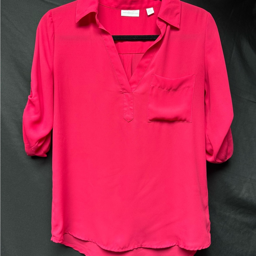 New York & Company Vibrant Pink Blouse
